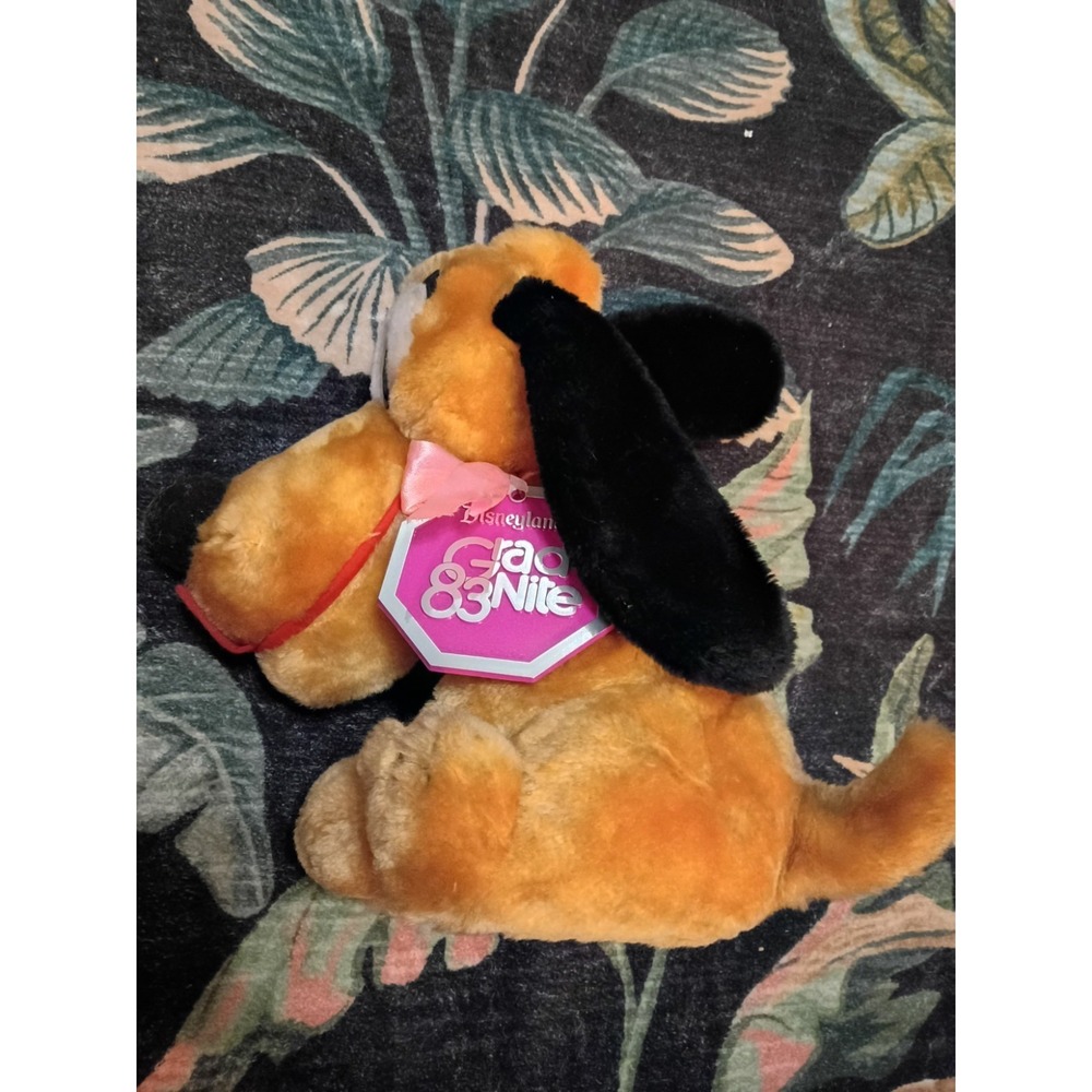 Vintage 1989 Disneyland Pluto Plush Stuffed Animal Pink Bow Korea 15"